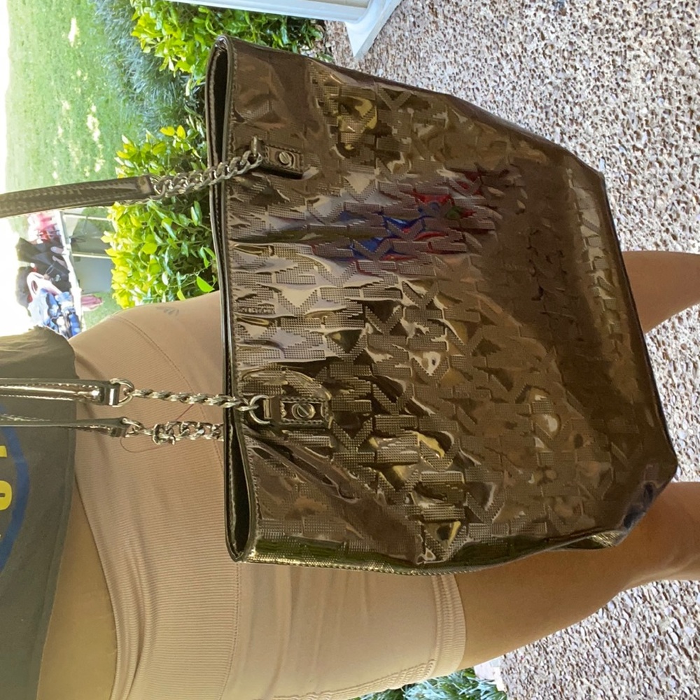 Michael Kors metallic grey tote